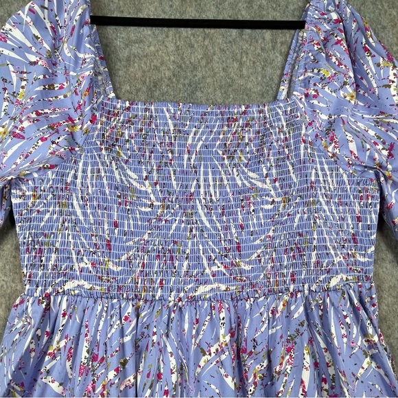 ELOQUII Elements Puff Sleeve Zebra Print Smocked Feminine Chic Boho Fun Dress - Picture 4 of 15